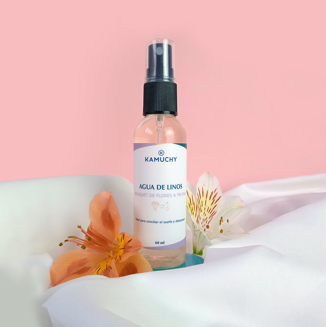 Agua de linos bouquet de flores y frutas